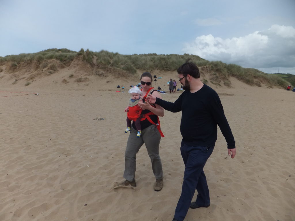 Annabel on the beach with Ruth and JTA