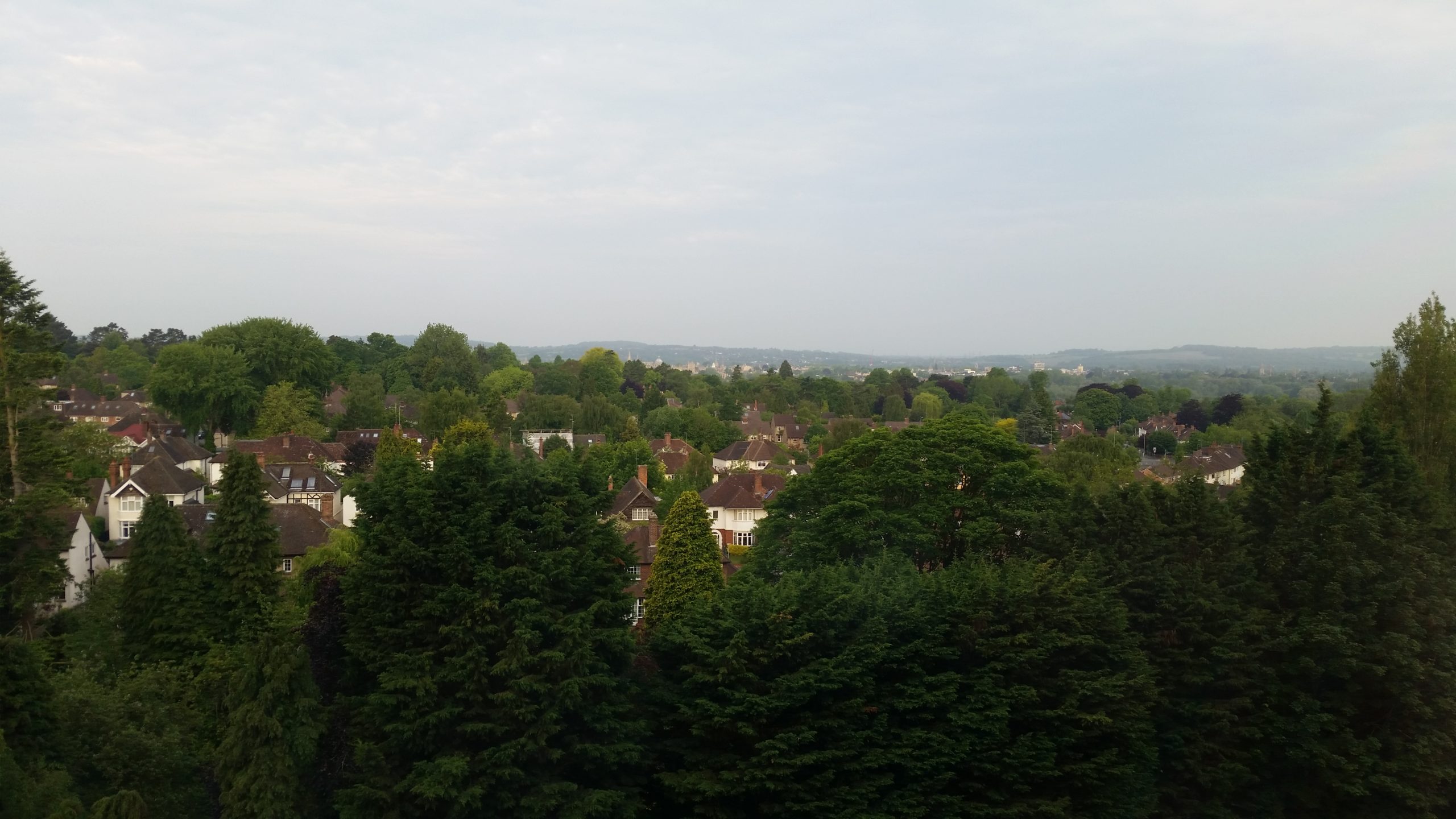 The view from my hospital ward window: Oxford city is visible in the distance.