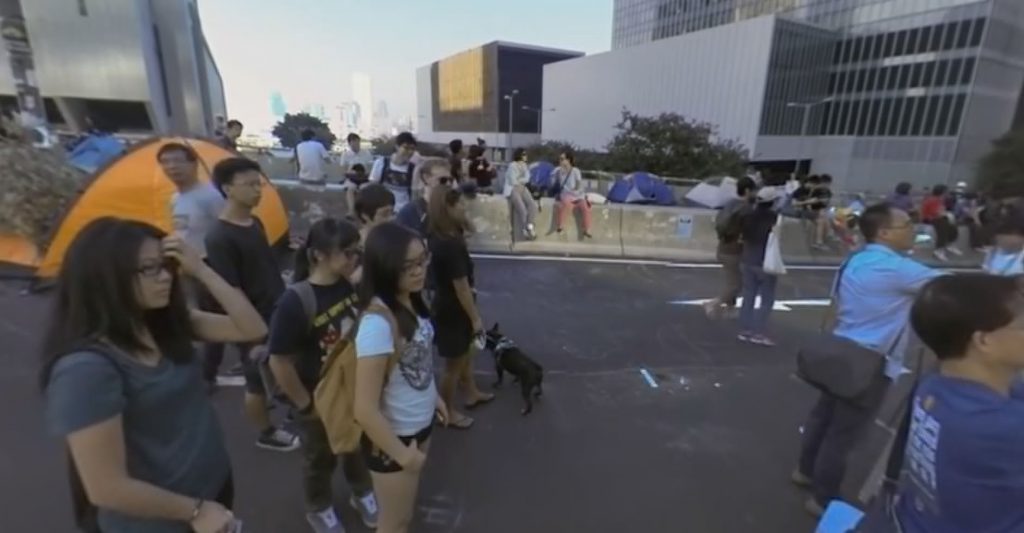 Screengrab from Hong Kong Unrest - a 360° Virtual Reality Documentary.