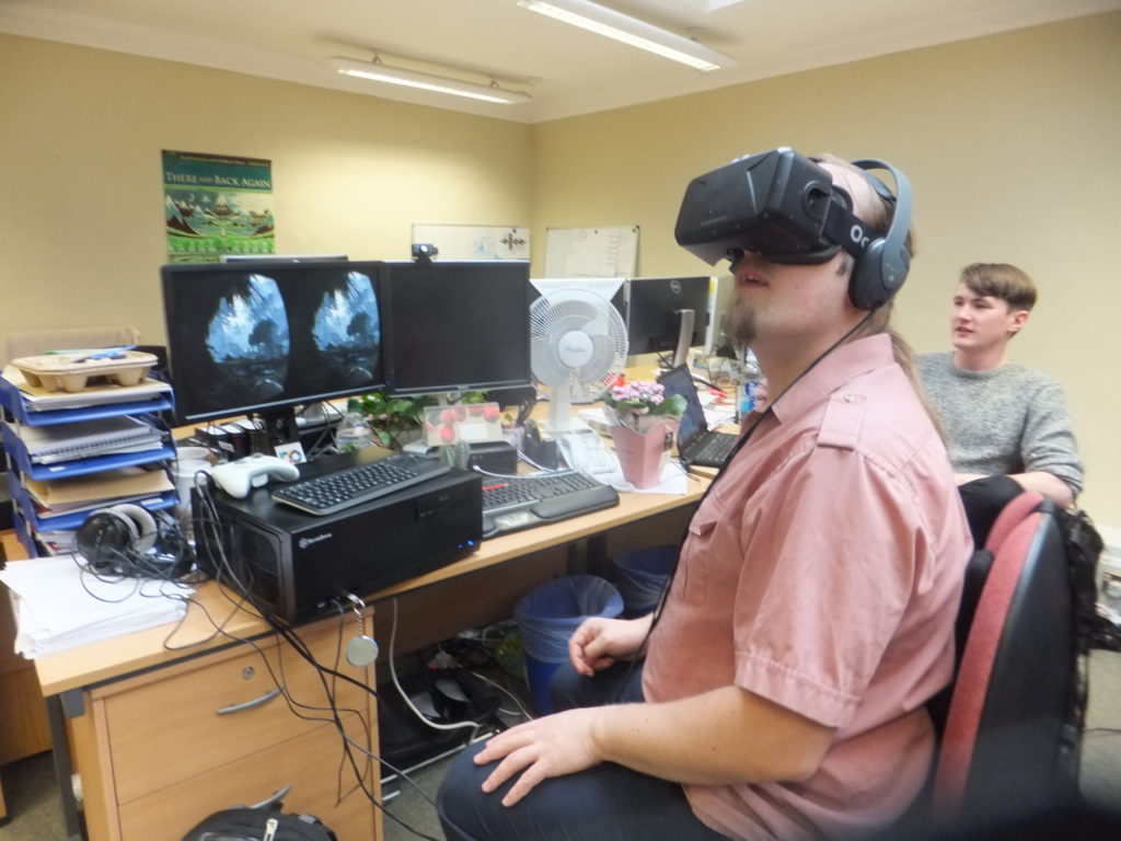 Dan plays Back To Dinosaur Island on an Oculus Rift.