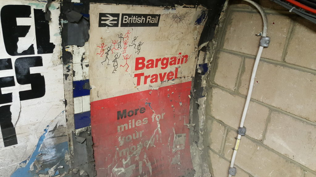 British Rail branded poster from an abandoned tunnel under Euston Station, circa 1960s.