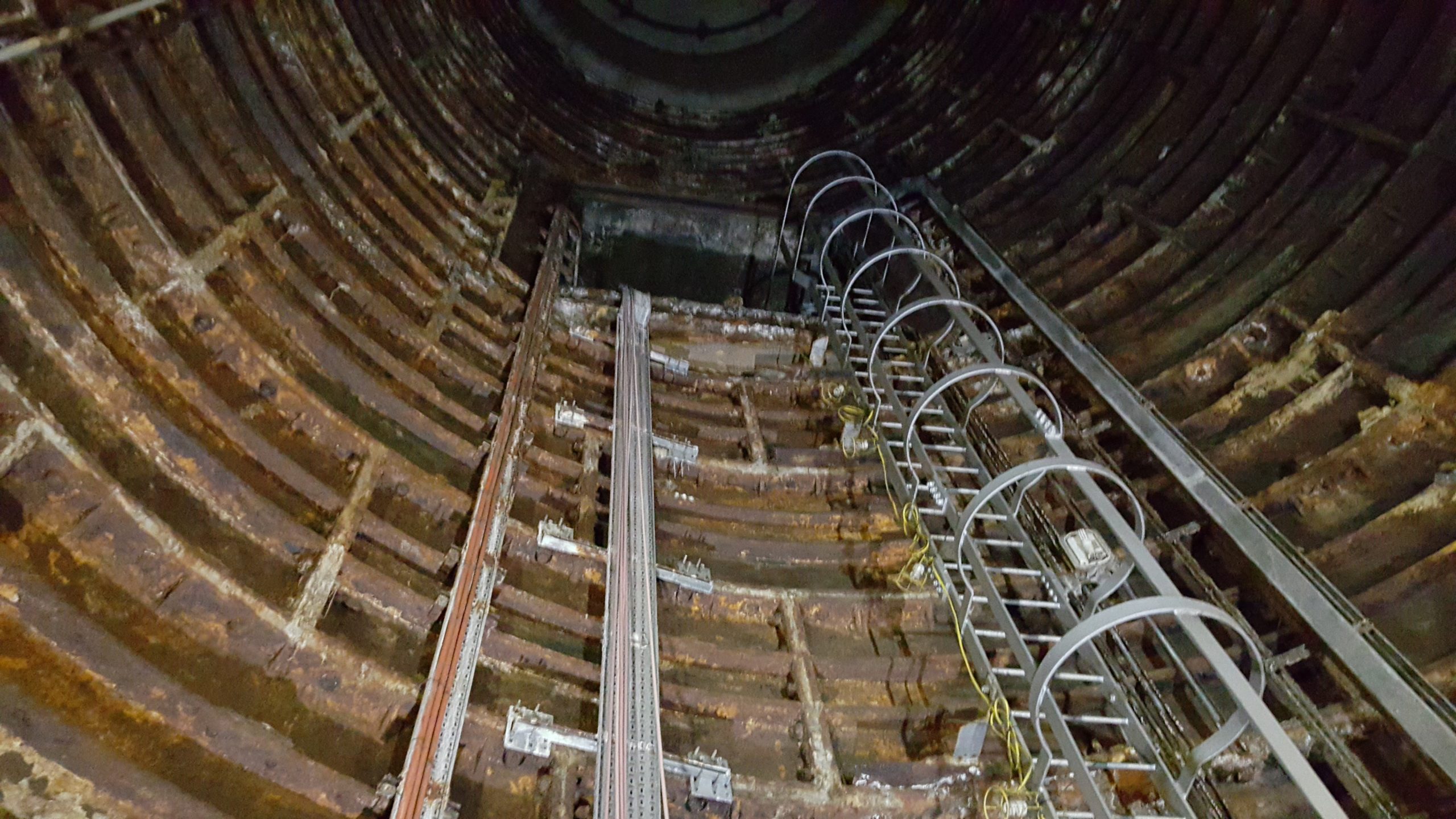Disused lift shaft under Euston Station.