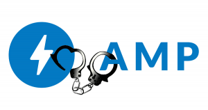 AMP logo in handcuffs