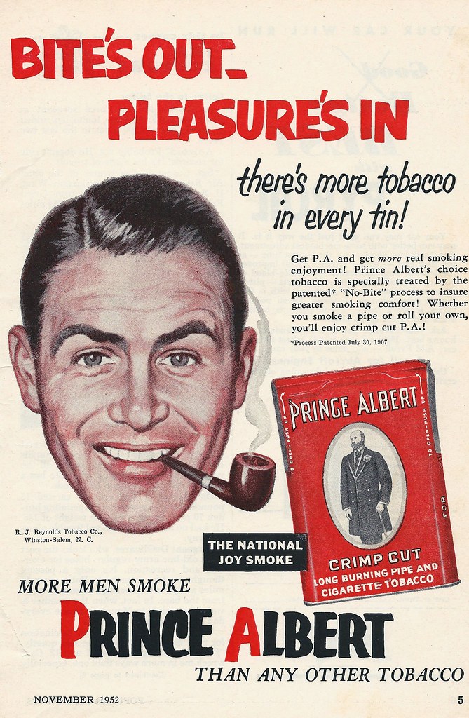 1952 advertisement for Prince Albert pipe tobacco.