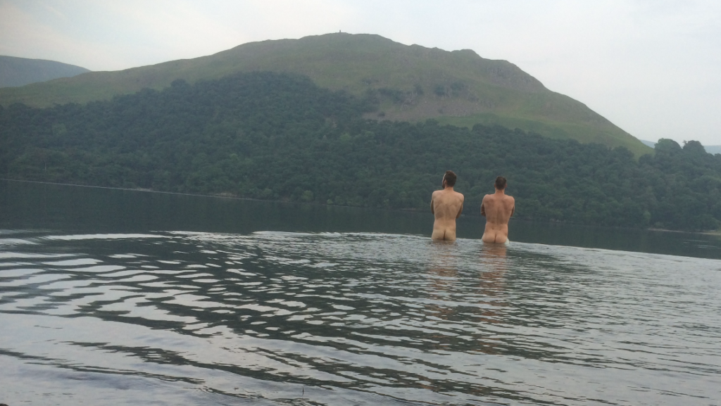 Naked in a lake