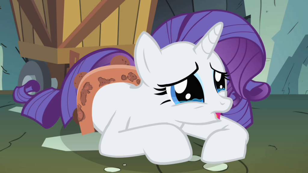 Rarity cries on the floor, from My Little Pony: Friendship is Magic S01E19