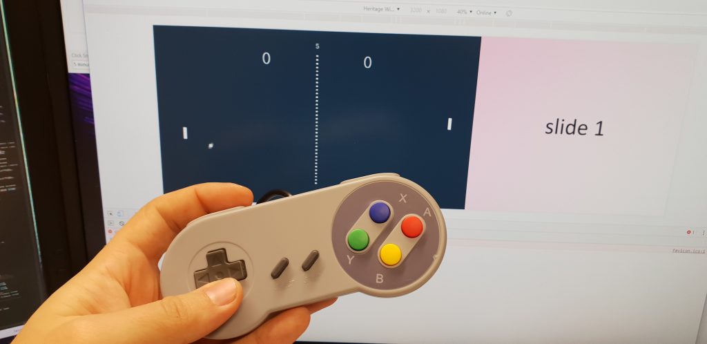 Pong prototype with a SNES controller on my work PC
