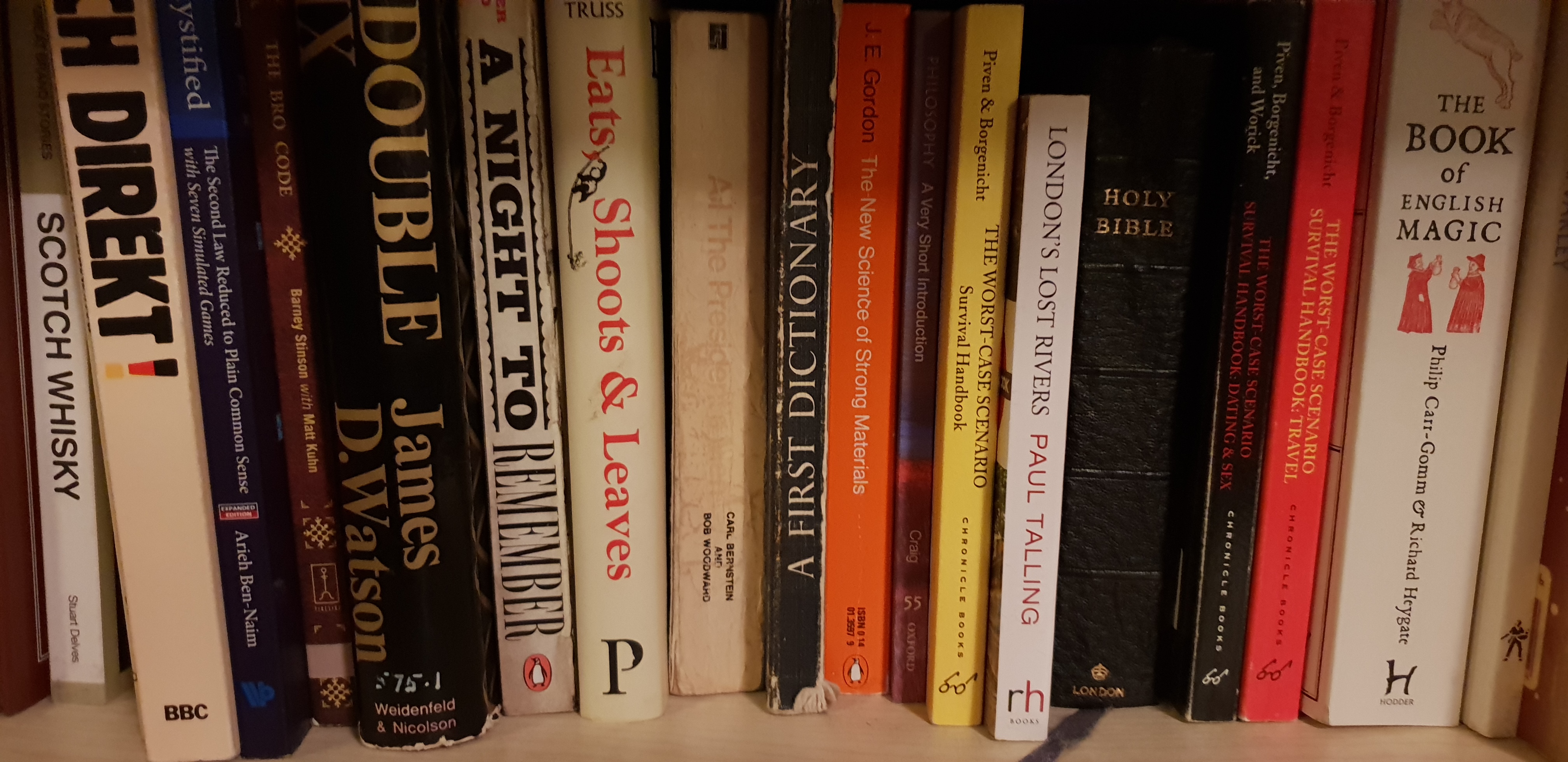Books on a shelf.
