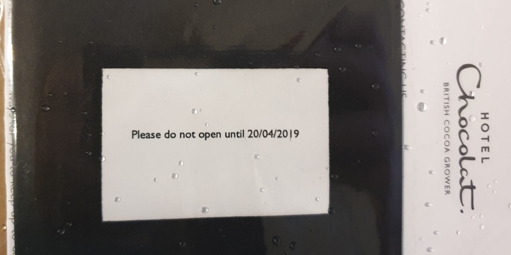 Please do not open until 20/04/2019