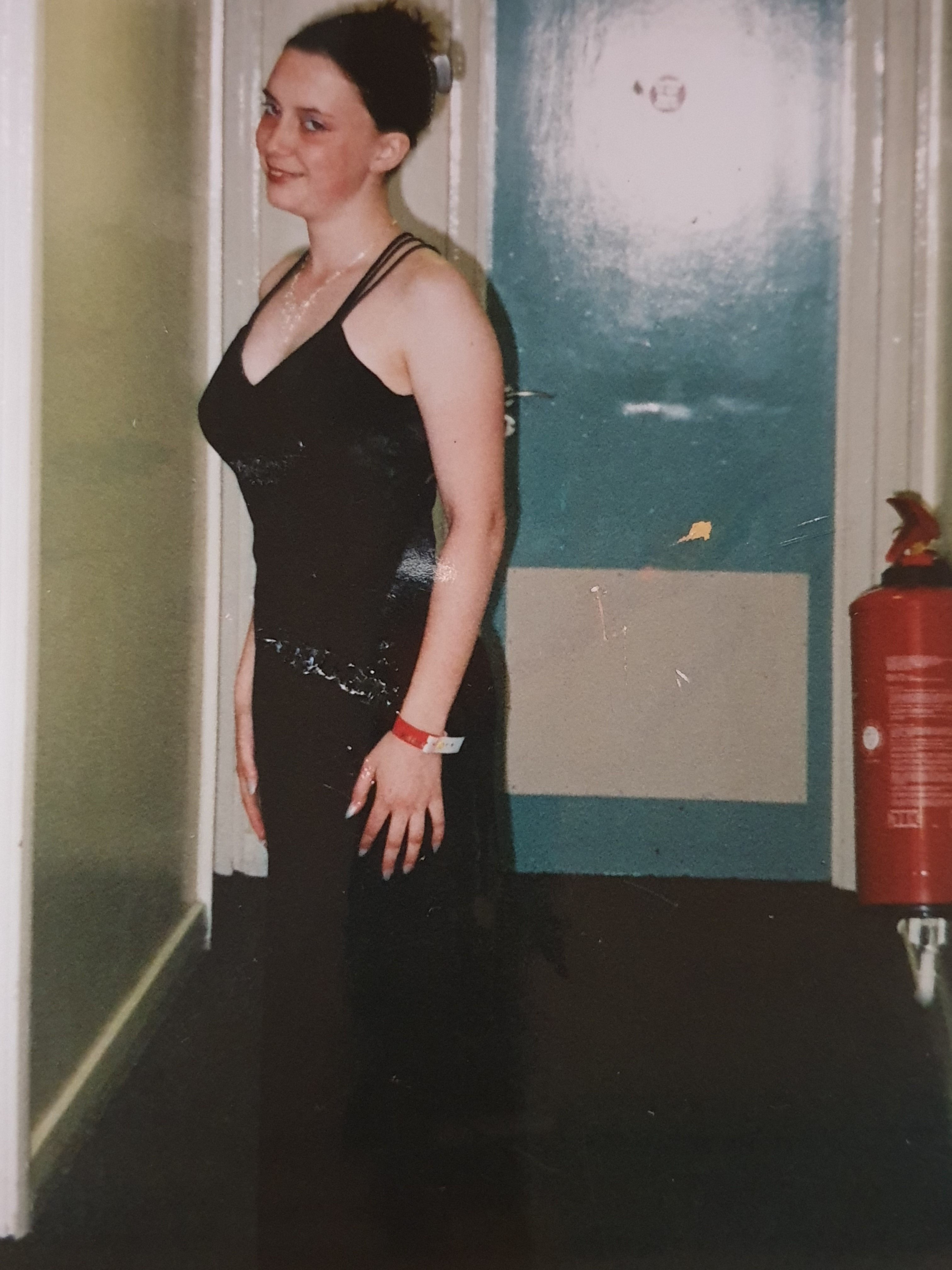 Claire in Penbrytn, preparing to go to the Aberystywth May Ball in 2003