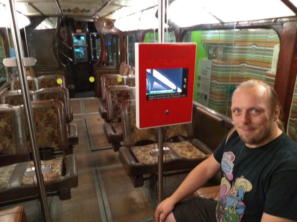 Dan aboard a restored "Coronation" tram