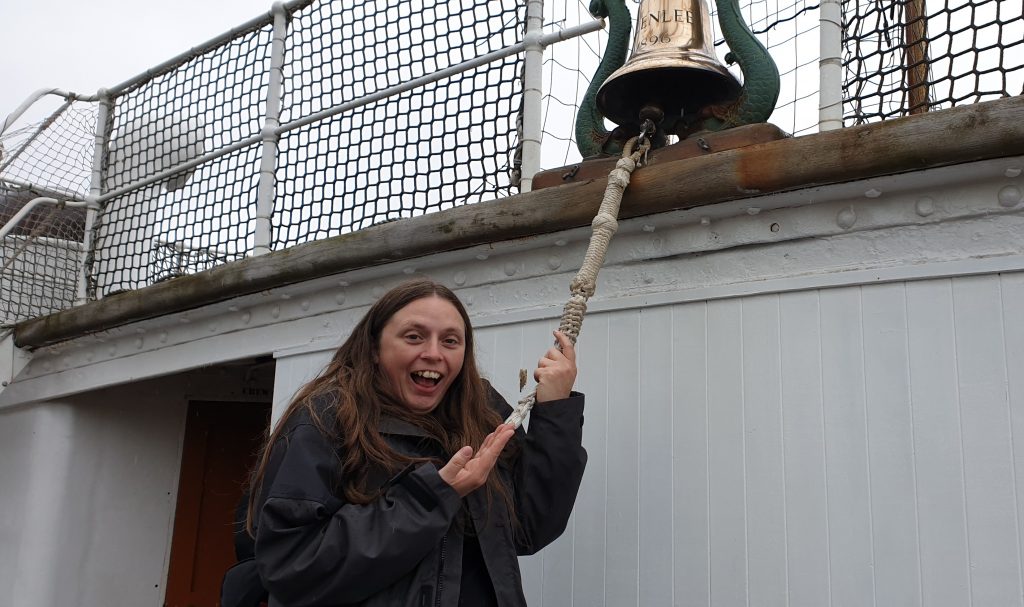 Ruth rings the bell on the Glenlee