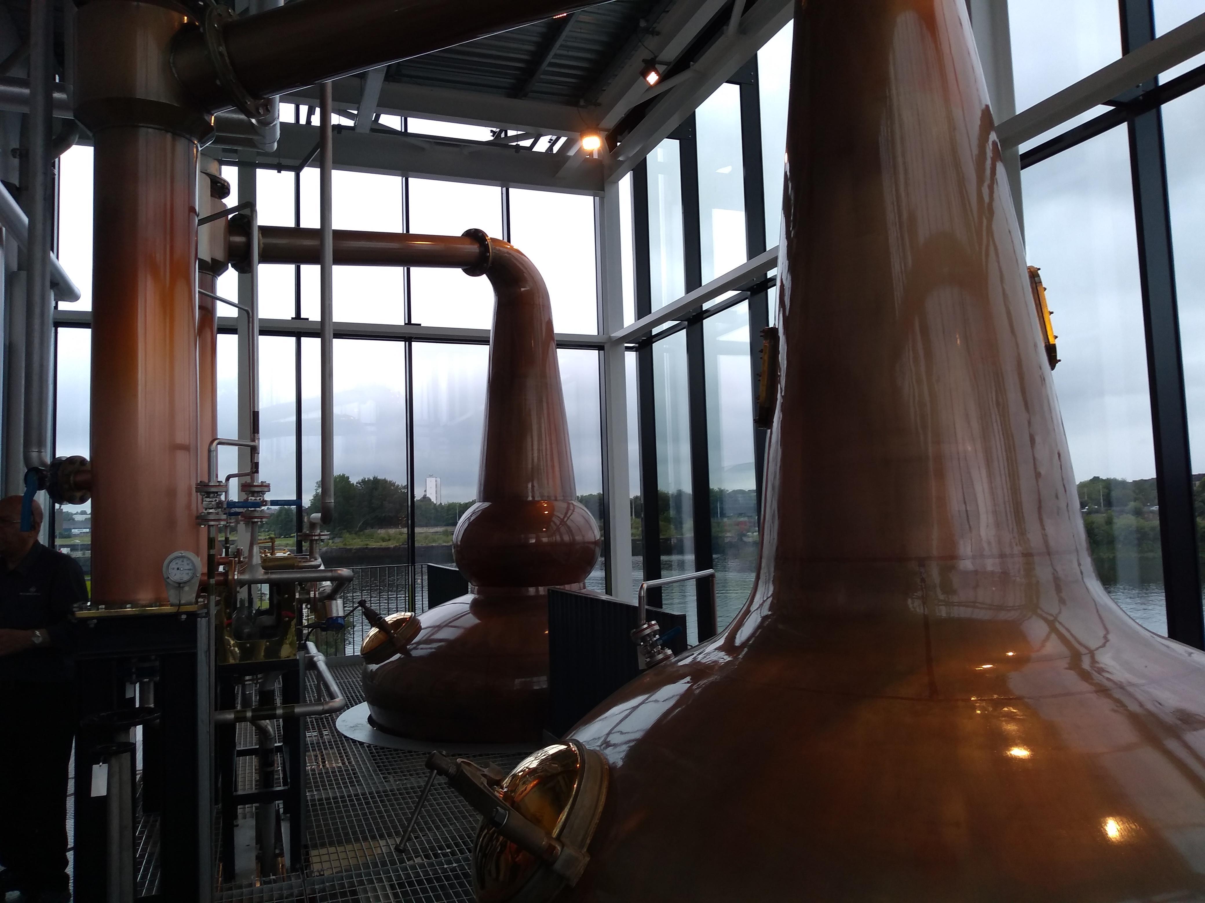 Copper stills of the Clydeside Distillery.