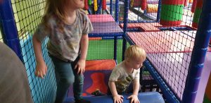 John and Annabel explore the soft play area.