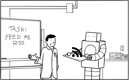 LABS comic adapted to show The Robot literally "feeding" RSS