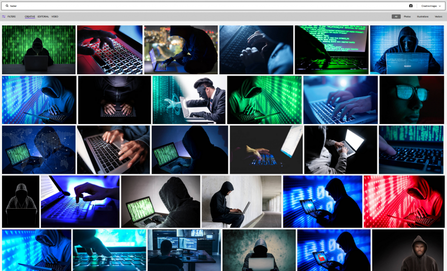 Getty Images search for "Hacker".