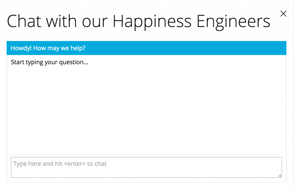 Happiness Live Chat screenshot, customer's view.