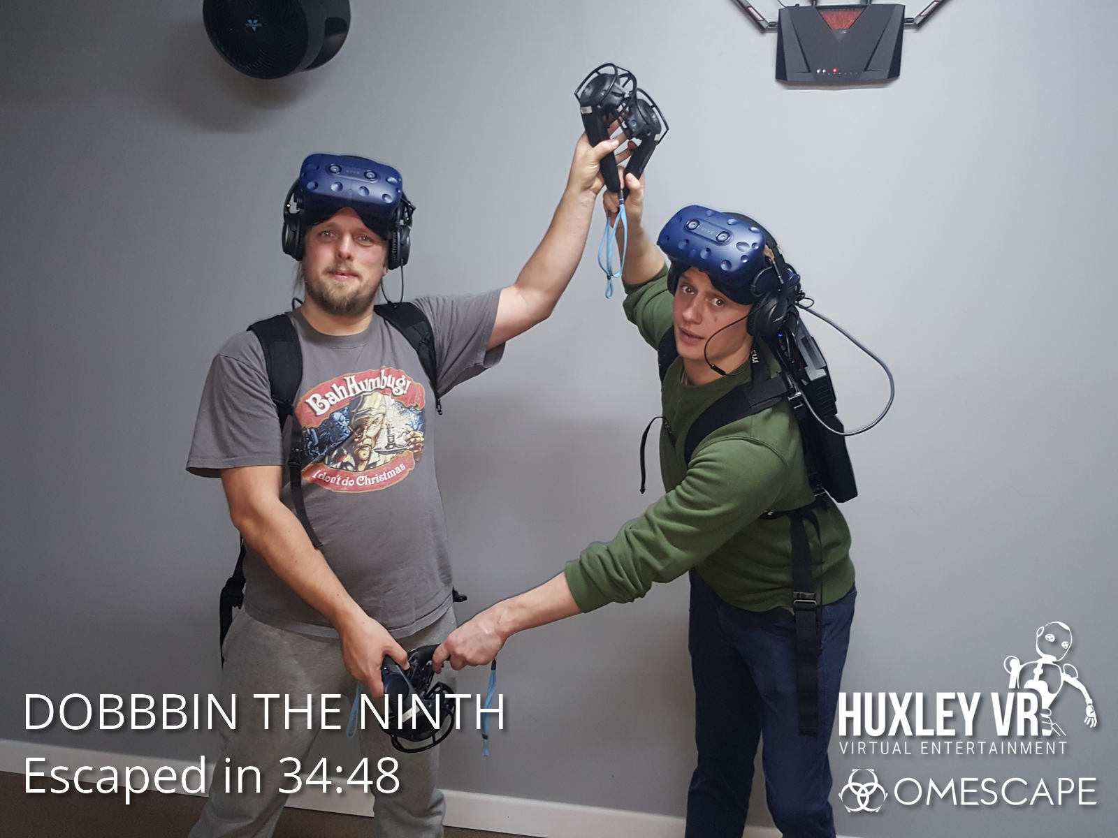 Dan and Robin concluding a VR Escape Room.