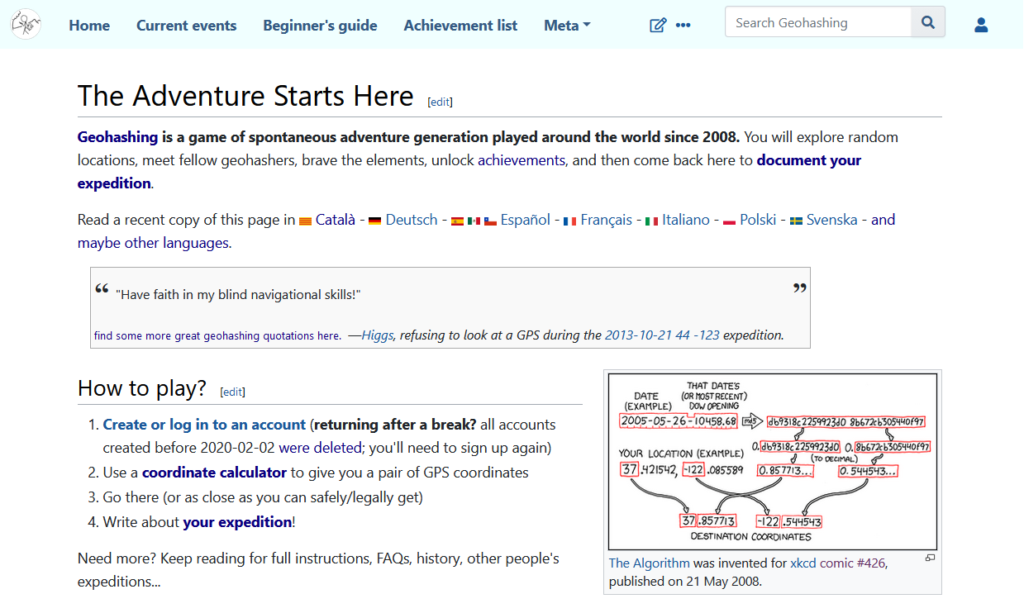 geohashing.site homepage