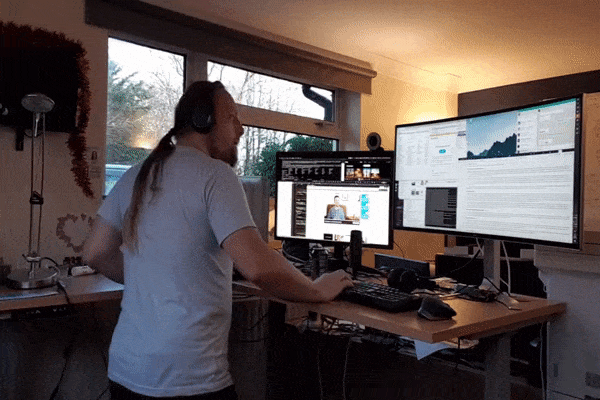 Dan dancing at his desk (animated GIF)