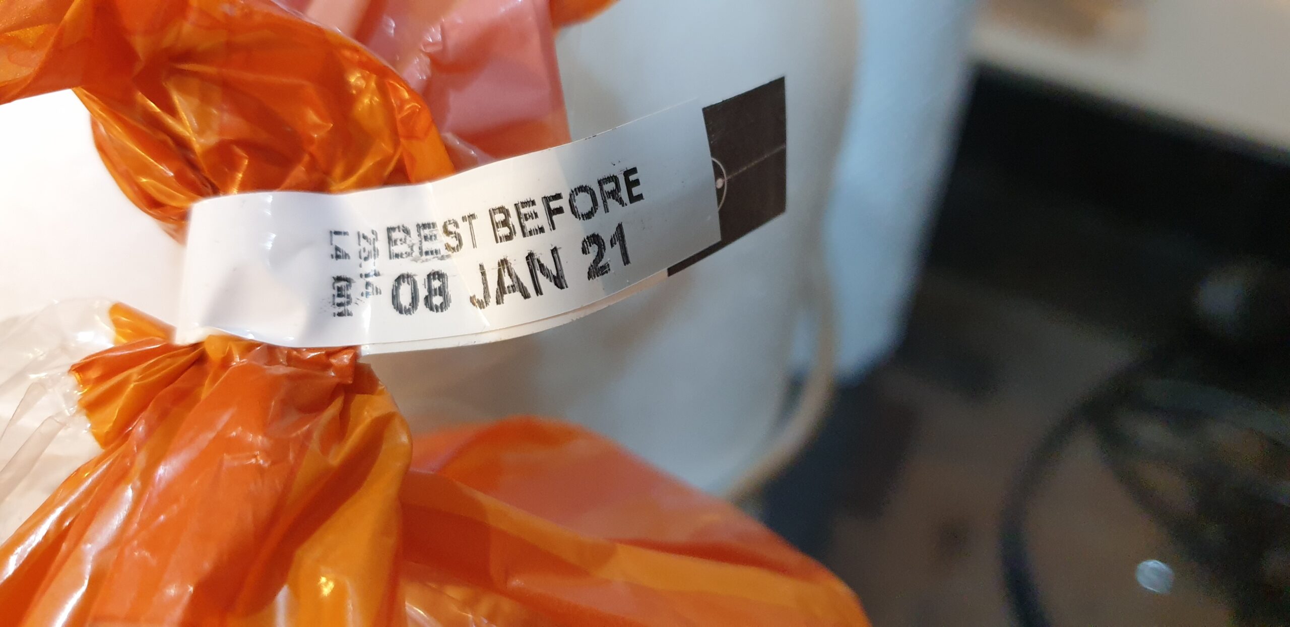 Label: Best Before 8 Jan 2021.