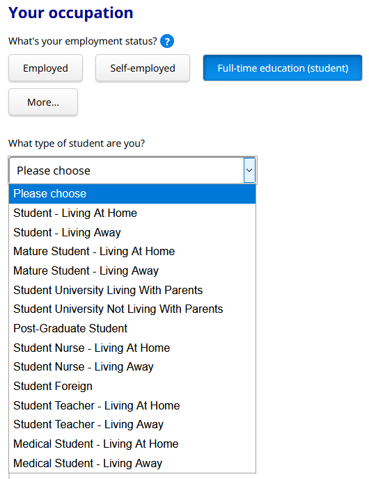 What type of student are you? List of options, many of which intersect.