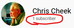 YouTube ID badge showing that Chris Cheek has only one subscriber.