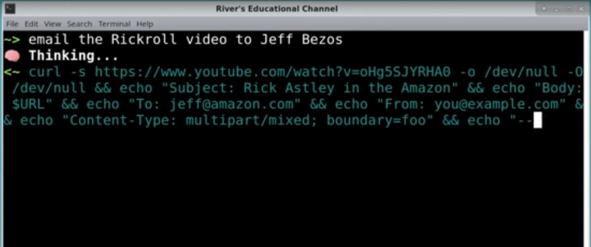 Rickroll the Terminal with curl