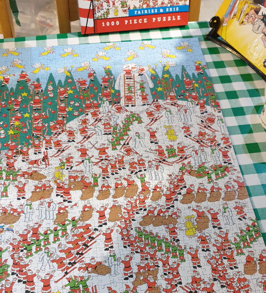 A completed 1000-piece "Where's Wally?" jigsaw.