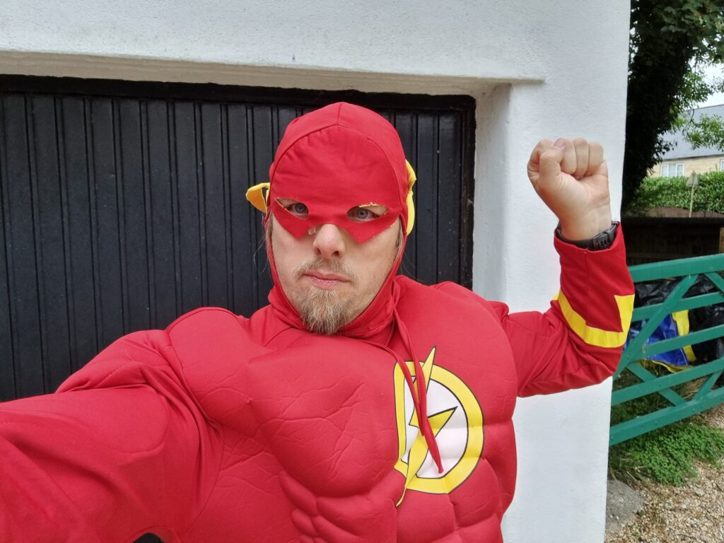 Dan dressed as The Flash