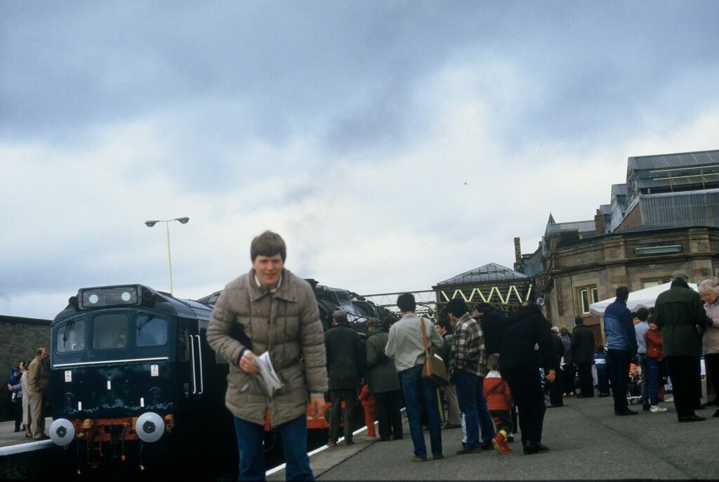 Dan's dad on a train station.