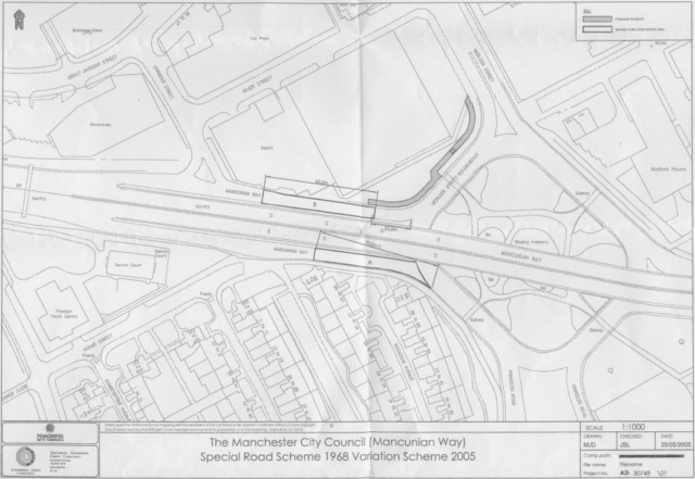 1968 Manchester City Council planning document showing their proposed new special roads.