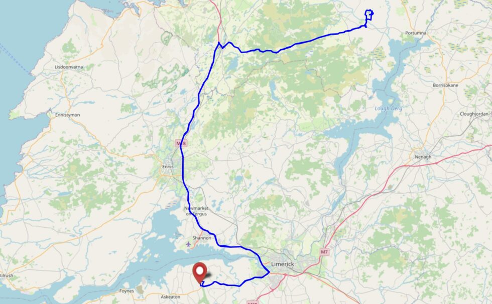 Map showing our driving route.