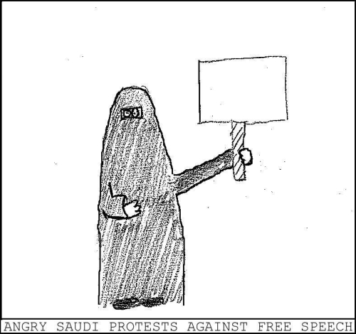 Angry Saudi Protester Against Free Speech, by Claire