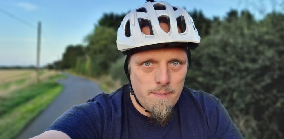 Dan cycling towards South Leigh.
