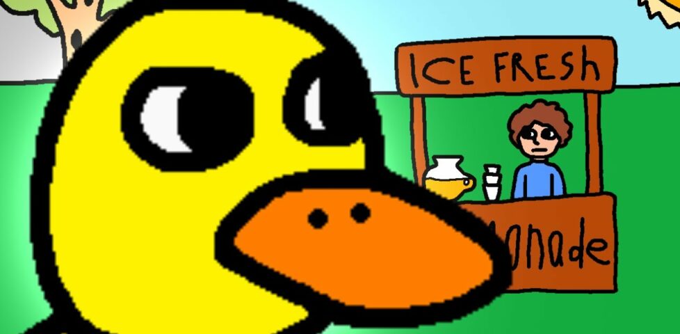 Thumbnail for The Duck Song 4, featuring an MS Paint-grade picture of a duck close to the viewer with a lemonade stand in the background.