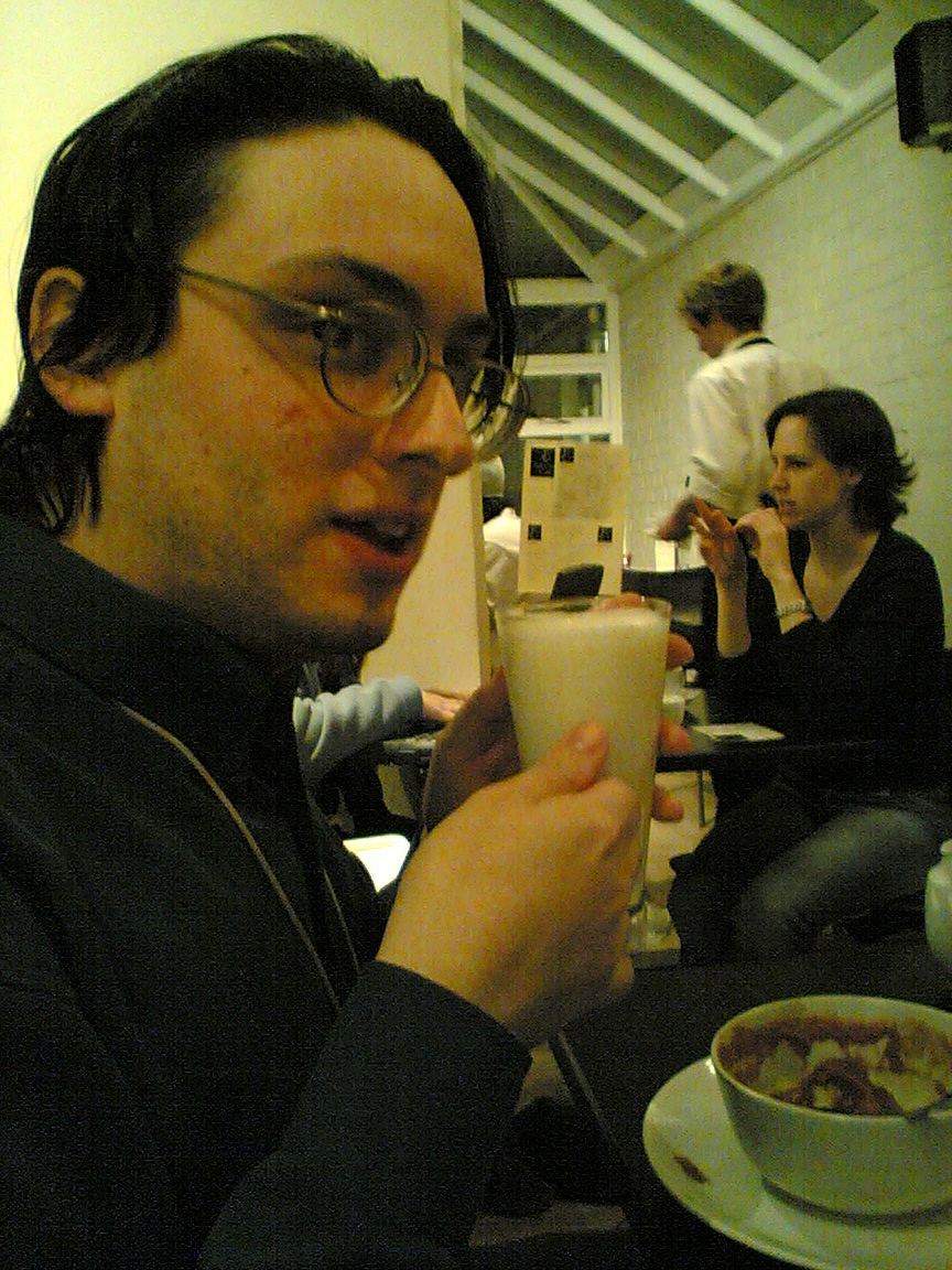 Paul sips a flavoured milk drink
