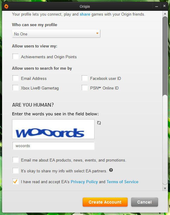 CAPTCHA labelled "Enter the words you see" and the word is "wooords"