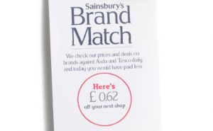 A Sainsbury's Brand Match voucher worth 62p.