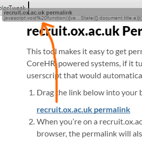 Drag the bookmarklet to your bookmarks toolbar, then - when on the recruit.ox.ac.uk site - click it to use it.