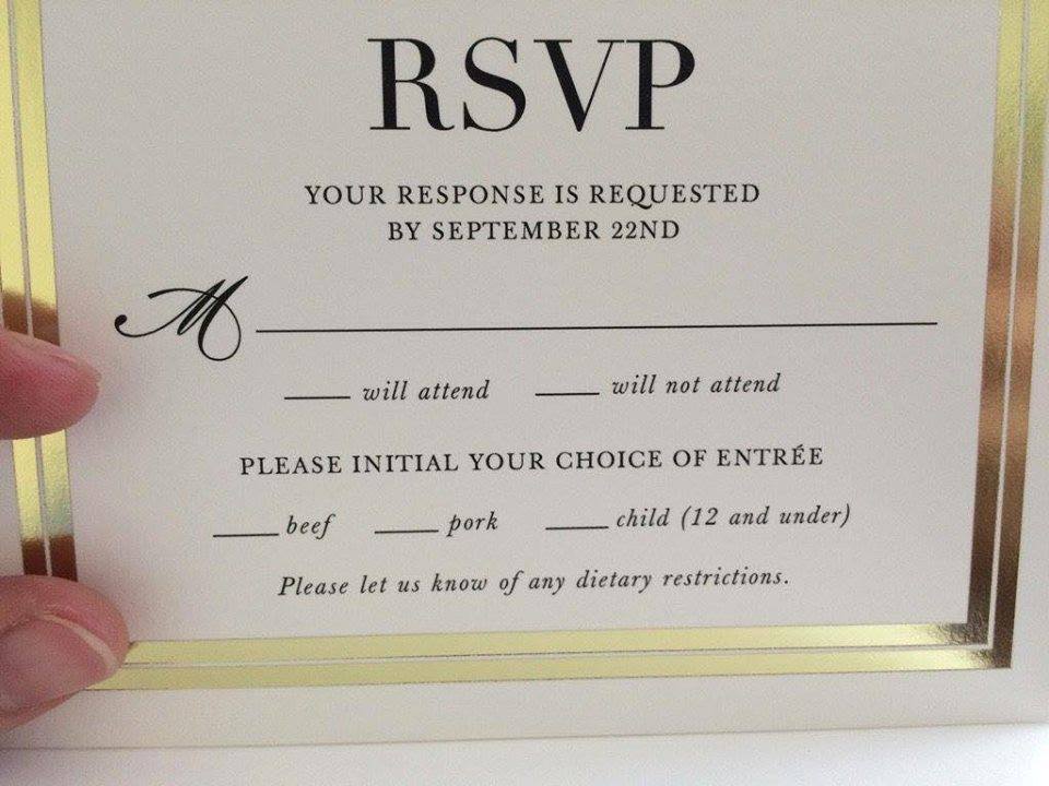 RSVP slip; third option for meal choice is "children"