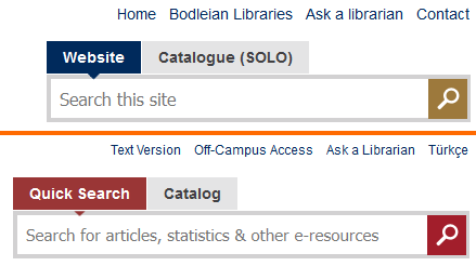 Bodleian and Bilkent search boxes, side-by-side.