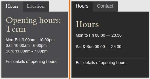 Bodleian and Bilkent opening hours, side-by-side.