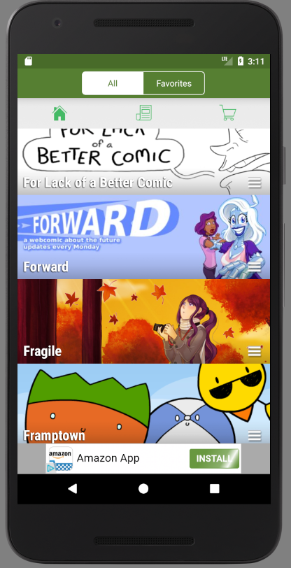 Comic Chameleon running on Android