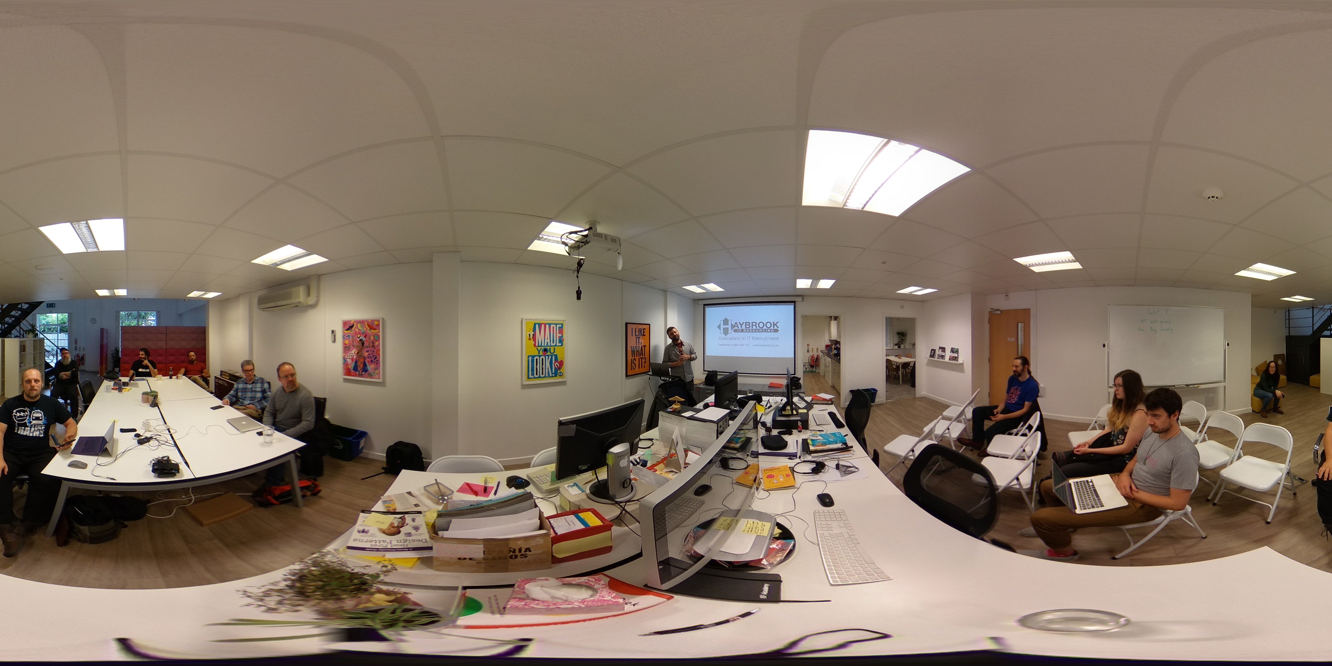 360 degree photo of IndieWebCamp Oxford 2018 Day 1 participants
