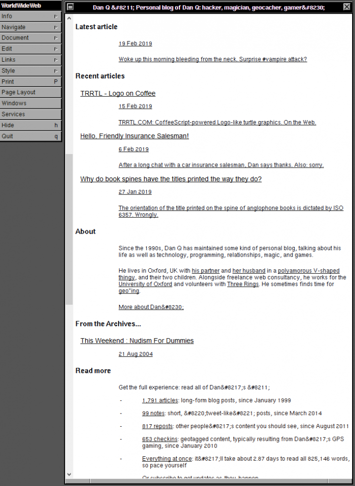 WorldWideWeb, 30 years on – Dan Q