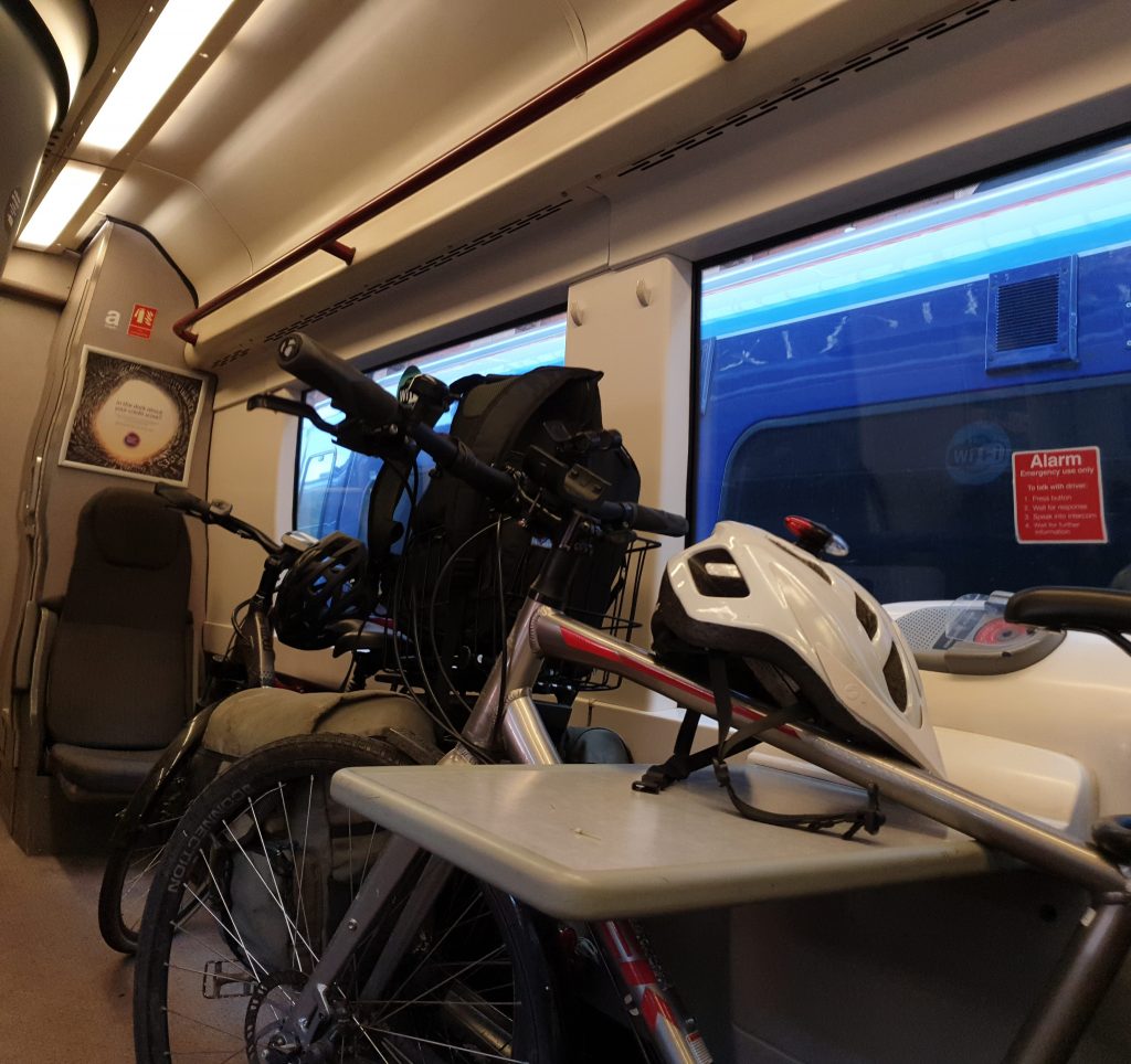 Bikes packed onto the train back to Oxford.