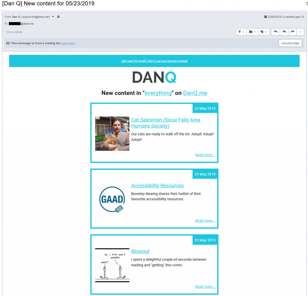 DanQ.me email newsletter