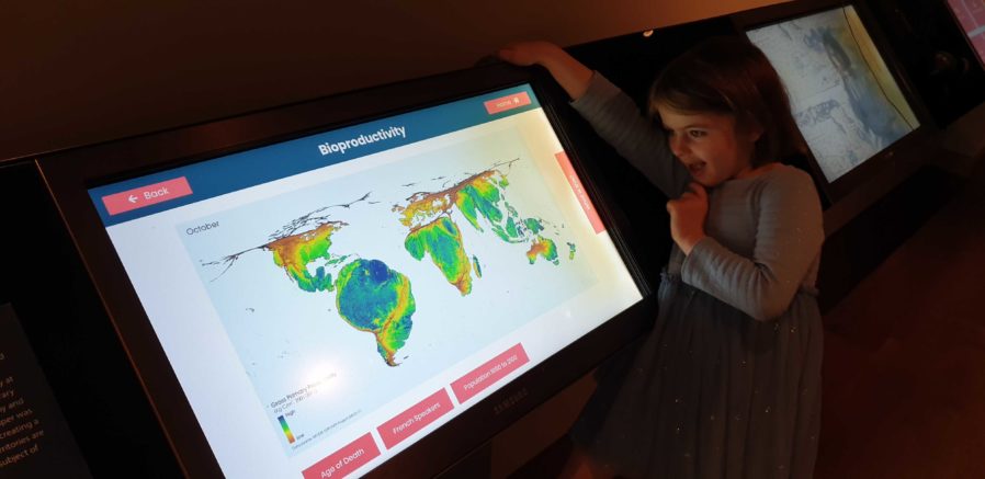 Annabel explores the Talking Maps digital interactives.