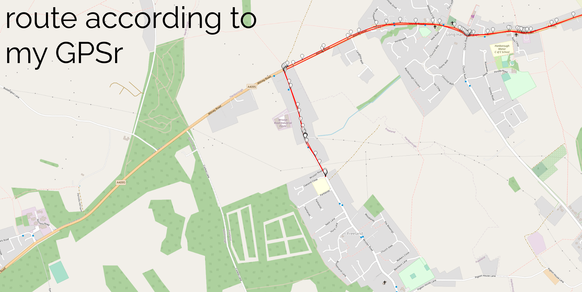 GIF animation comparing routes recorded by Google My Location with those recorded by my GPSr: they're almost identical